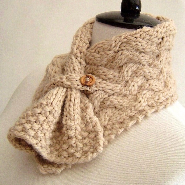 Knitting Pattern Scarf Easy Cable Neckwarmer Knit PDF Digital Delivery