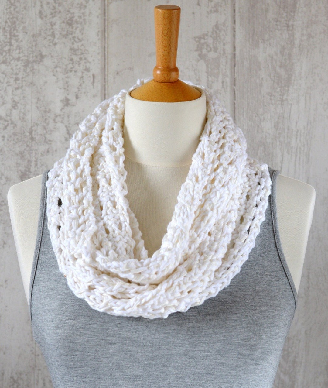 KNITTING PATTERN Lace Scarf Simple Knit Pattern Infinity Scarf Instant Digital Download Beginner
