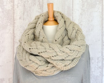 Knitting PATTERN Chevron Cable Lace Shawl Wrap Scarf digital delivery instant download