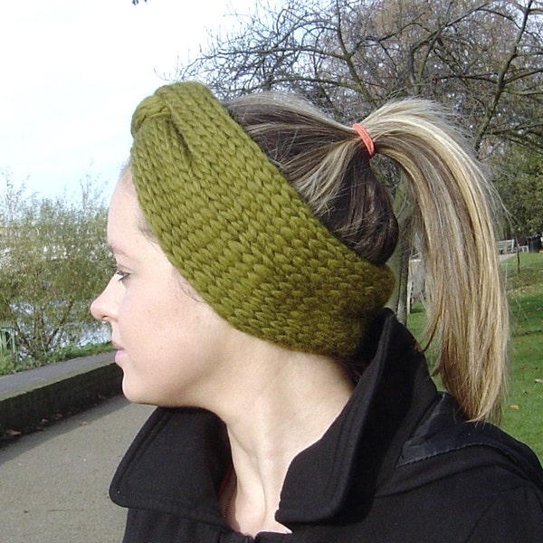 Knitting Pattern Cinch Headband Earwarmer easy Beginner Knitting Pattern PDF digital delivery Instant download