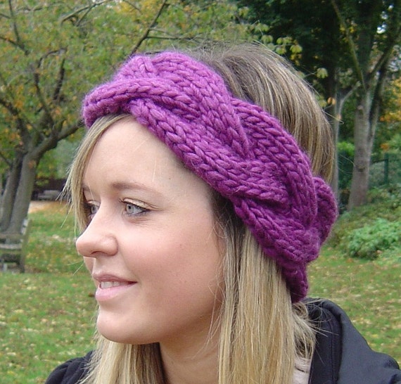 Headband Knitting Pattern Quick And Easy Beginner Knit Plaited Cable Headband Chunky Super Bulky Earwarmer Pattern
