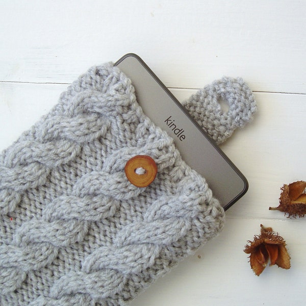 Knitting PATTERN Kindle Case Kindle Cover or IPAD MINI case with Rope Cables instant download digital delivery