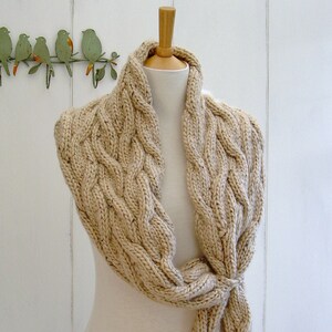 Knitting PATTERN Wrap Shawl With Sandripple Cables Super Bulky Chunky ...