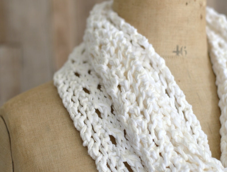KNITTING PATTERN Lace Scarf Simple Knit Pattern Infinity Scarf Instant Digital Download Beginner knitting tutorial image 4