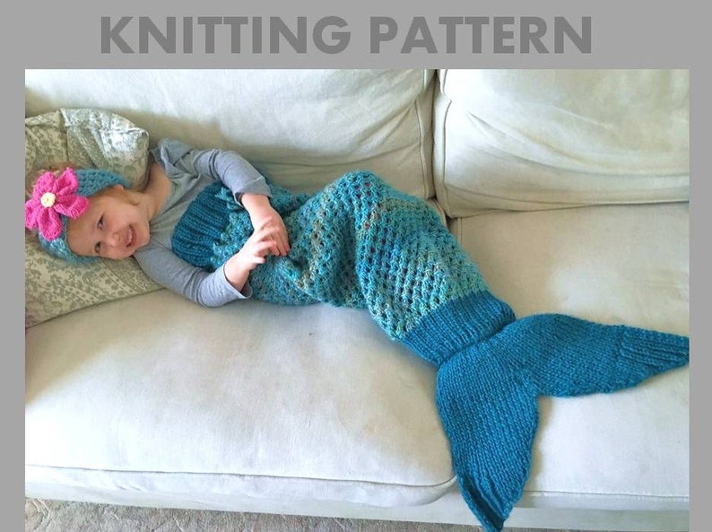 KNITTING PATTERN Mermaid Tail Blanket for Adults 4 Sizes Digital File Instant Download image 5