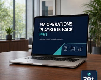 Facilities Management Template | Facility Manager Dashboard + Maintenance Tracker + Vendor Onboarding | FM Operations Pro Pack | 2026