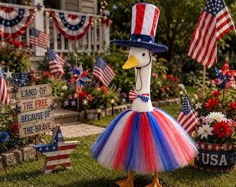 Goose-outfit voor 250e verjaardag America, 23-inch kleding voor gazongans, patriottisch decor veranda