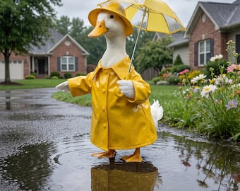 Porch Goose Rain Outfit for 23" Goose Statue, Waterproof Garden Decor Clothing