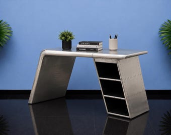 Aviator Wing Schreibtisch Aluminium Bürotisch, Industrielle Flugzeug Möbel, Von der Luftfahrt inspirierter Schreibtisch, Modernes Dekor für den Arbeitsplatz