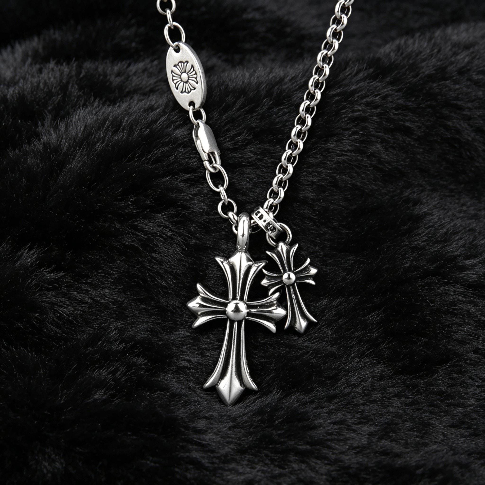 Double cross necklace chrome hearts - Etsy 日本