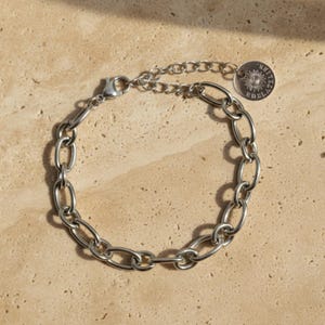 Gliederarmband Silber silberfarben | Chunky Chain Armband Damen | Wasserbeständiger Edelstahl Schmuck | Catena