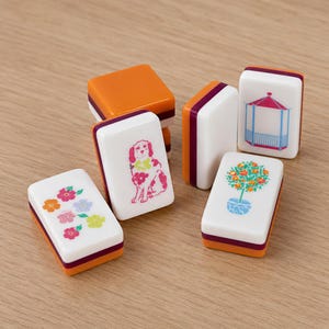 Colorful Orange Mahjong Set | 4 Layer Acrylic Tiles | Bright Smooth Finish Gift Bild 4