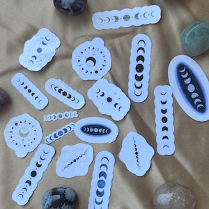 Celestial Moon Sticker Set | Moon Phase Vinyl Stickers | Witchy Journal Stickers | Planner, Scrapbooking & Laptop Decals | Handmade