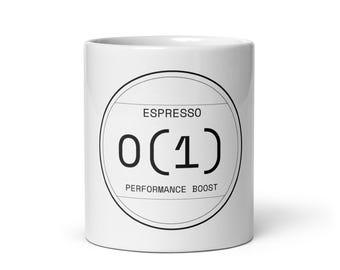 Taza de espresso para ingeniero de software - Taza de café con notación Big O - Regalo divertido para programadores - Taza para desarrolladores - Taza de informática