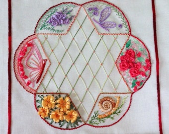 Tutorial - Spring Blooms - Silk Ribbon Embroidery and Stumpwork elements