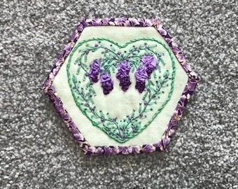 Tutorial - Silk Ribbon Embroidered Heart - Wisteria