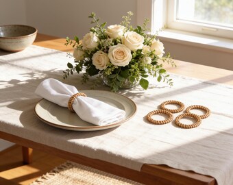 Rattan Napkin Rings Set of 12 Rustic Woven Farmhouse Table Decor for Weddings