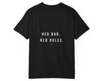 Her Bar Her Rules T-shirt | Tyngdlyftningströja för kvinnor | Svart skjorta med tryck baktill