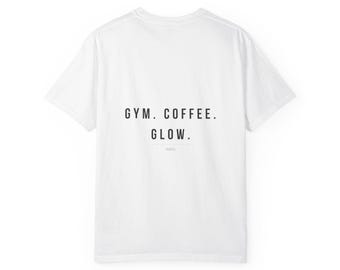 Gym Coffee Glow T-shirt Dam | Lifestyle Gym T-shirt | Comfort Colors 1717 Ryggtryck Överdimensionerad Träningströja RIZED