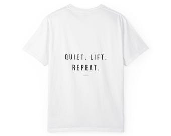 Quiet Lift Repeat T-shirt Dam | Gymmotivationströja | Comfort Colors 1717 Ryggtryck Överdimensionerad Träningströja RIZED