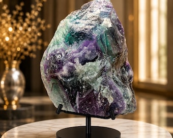 Large Multi Fluorite Crystal Specimen, Raw Rainbow Fluorite Mineral (6 Inch, 1.6kg)