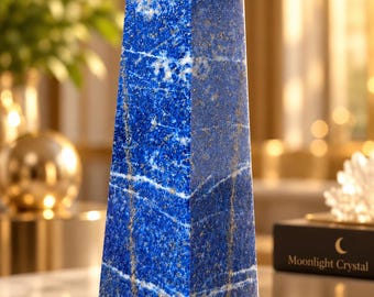 Natural Lapis Lazuli Crystal Tower, Polished Blue Obelisk Point (3.5 Inch)