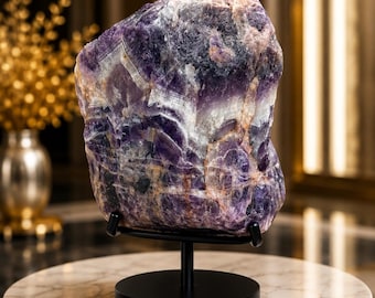 Large Raw Amethyst Crystal Specimen, Purple Quartz Mineral, Luxury Home Decor Gift