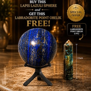 Stor naturlig lapis lazuli-sfär 125 mm med selenitstativ | 2,3 kg kristallkula för heminredning