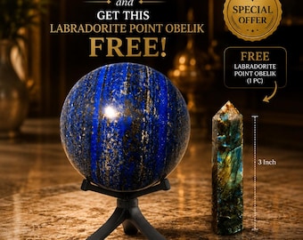 Large Natural Lapis Lazuli Sphere 125mm with Selenite Stand | 2.3kg Crystal Ball Home Decor