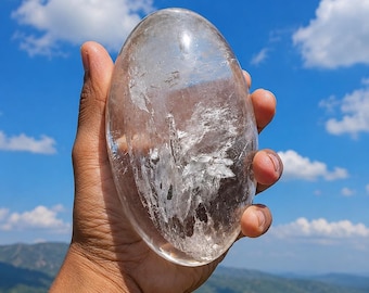 6 Inch Clear Quartz Lingam Crystal, Polished Meditation Stone, Spiritual Decor
