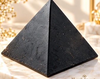 Natural Black Tourmaline Pyramid, 4 Inch Crystal Decor, Meditation Altar Stone