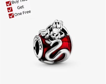 Mulan Dragon Charm,Cartoon animal pendant, suitable for Pandora European bracelet pendants.