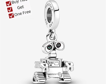 Pixar Wall-E Dangle Charm,S925 sterling silver cartoon animal pendant, suitable for Pandora European bracelet pendants