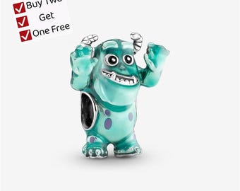 Pixar Sulley Charm,S925 sterling silver Cartoon animal pendant, suitable for Pandora European bracelet pendants.
