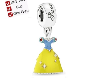 Snow White'S Dress Pendant Charm,S925 sterling silver Cartoon animal pendant, suitable for Pandora European bracelet pendants.