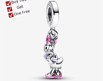 Daisy Duck Dangle Charm,S925 sterling silver Cartoon animal pendant, suitable for Pandora European bracelet pendants.