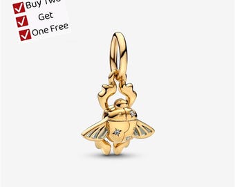 Aladdin Scarab Beetle Dangle Charm,S925 sterling silver Cartoon animal pendant, suitable for Pandora European bracelet pendants.
