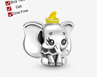 Dumbo Charm,S925 sterling silver cartoon animal pendant, suitable for Pandora European bracelet pendants.