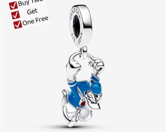 Donald Duck Dangle Charm,S925 sterling silver Cartoon animal pendant, suitable for Pandora European bracelet pendants.
