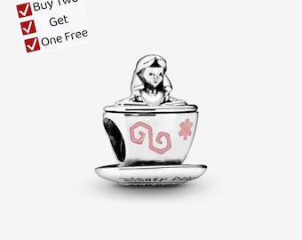 Tea Cup Charm,S925 sterling silver cartoon animal pendant, suitable for Pandora European bracelet pendants.