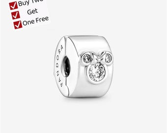 Mickey Mouse & Minnie Mouse Clip Charm,S925 sterling silver Cartoon animal pendant, suitable for Pandora European bracelet pendants.