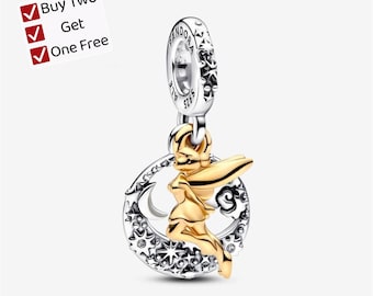 Tinker Bell Celestial Night Dangle Charm,S925 sterling silver Cartoon animal pendant, suitable for Pandora European bracelet pendants.