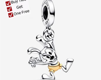 100th Anniversary Oswald Lab-grown Diamond Dangle Charm,Cartoon animal pendant, suitable for Pandora European bracelet pendants.