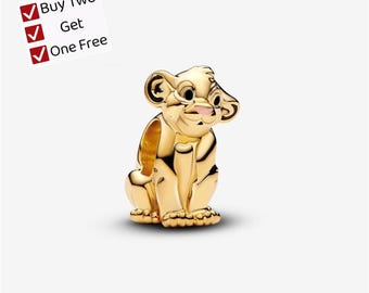 The Lion King Simba Charm,S925 sterling silver cartoon animal pendant, suitable for Pandora European bracelet pendants.
