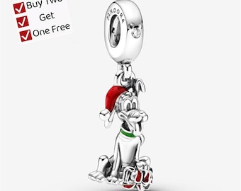 Disney Pluto Christmas Gift Charm,Cartoon animal pendant, suitable for Pandora European bracelet pendants.