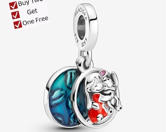 Lilo & Stitch Family Dangle Charm,Cartoon animal pendant, suitable for Pandora European bracelet pendants.