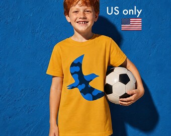 Kids Bird Shirt, Kids Graphic Tee, Matisse Cutout Style, Soft Cotton Boys Girls Shirt, Innate Bird, US ONLY