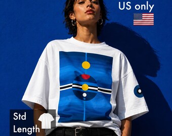 Womens Oversized Tee, Baggy Shirt Men, Abstract Geometric Print, Bold Colorful Cotton Tshirt, Thick Graphic Tee, VP Tee01, Classic, US ONLY