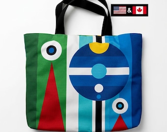 Art Tote Bag, XL Oversized Canvas, Large Canvas Tote Bag, Bold Minimalist Designer Print, Cotton Sateen Lined, Wide Straps, vp d04 US CA