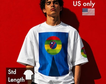 Modern Art Graphic Tee, Designer Streetwear Shirt, Bold Abstract Print, Oversized Cotton Tshirt, Graphic Tee Men, VP Tee02, Classic, US ONLY